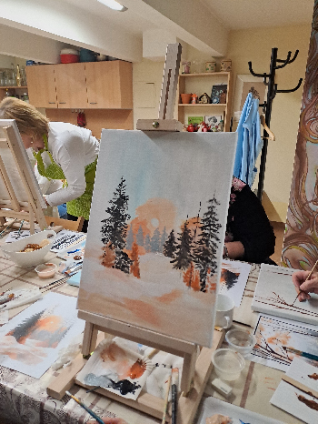 Maľba akrylom - zima